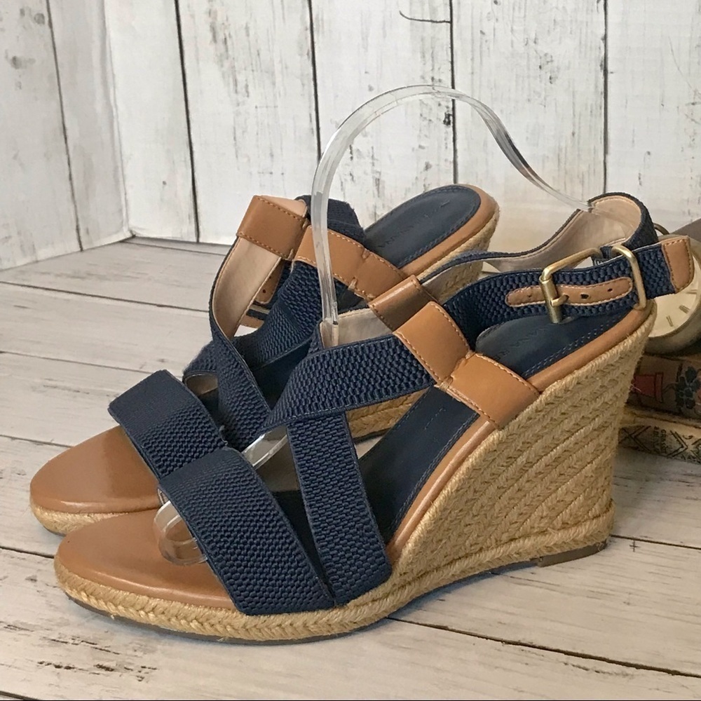 Banana Republic Navy Tecla Espadrille Wedge Sandal